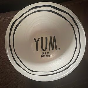Two Rae Dunn Bowls “Enjoy & “Yum” with black striping